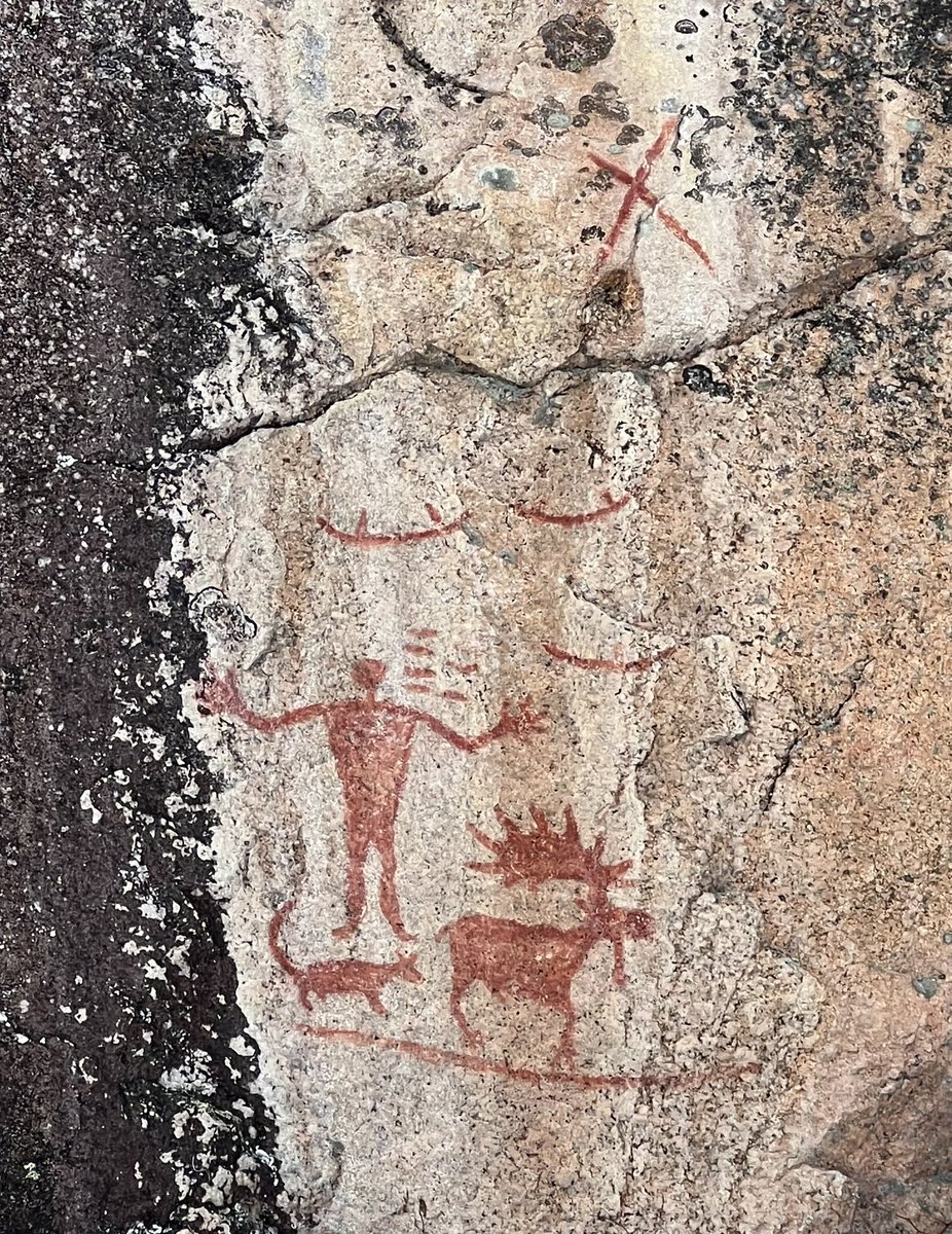 The Hegman Lake Pictographs in the Boundary Waters Canoe Area Wilderness north of Ely

Reachable in winter by hiking, snowshoeing or skiing across a couple frozen lakes. Well worth the trek to see and contemplate them in-person