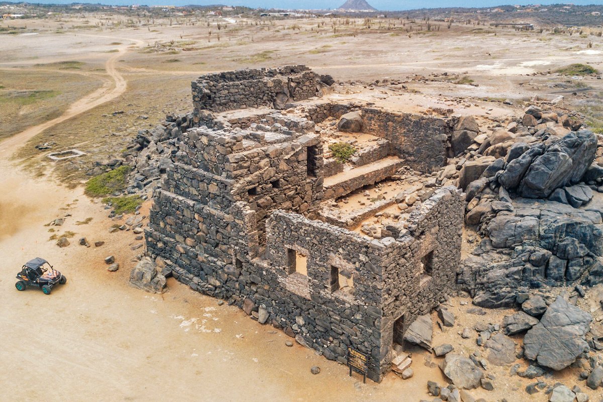 Really cool aerial view of Bushiribana gold mill ruins show how large it is! #LoveInAruba <a href="/GAfamilyTV/">Great American Family</a> #GreatAmericanFamily #GreatAmericanValentines #WelcomeHome 🌴#Aruba 🌴 #OneHappyIsland #DiscoverAruba