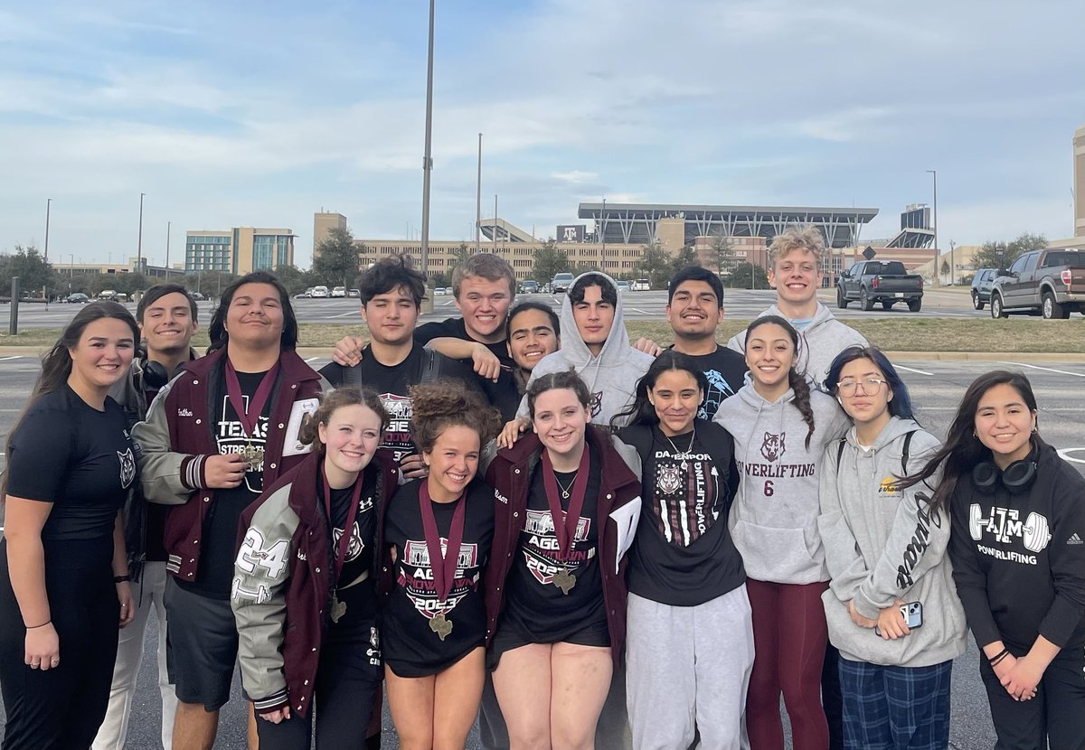 Girls and Boys powerlifting competed  at Texas A&amp;M University in the Aggie Showdown.  Girls Medalists: Allison Noble - 3rd 🥉, Berkley Carr - 2nd, and Lily Falcone- 1st 🥇 &amp; Best Female Lifter of the meet. Boys Medalists: Patrick Hecox - 5th, Anthony Rodriguez - 1st 🥇 #BTP