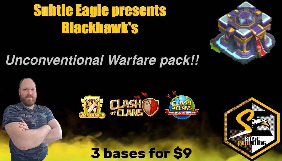 SubtleEagle's tweet image. 3 TH15 ESports and Clan War Leagues bases that are unlike anything Burntbase has even remotely seen.

Blackhawk builds for Reconic ESports.  You may have seen that we had some of the best defensive records in the entire Snapdragon Series!

📢 Stay tuned for more packs to come