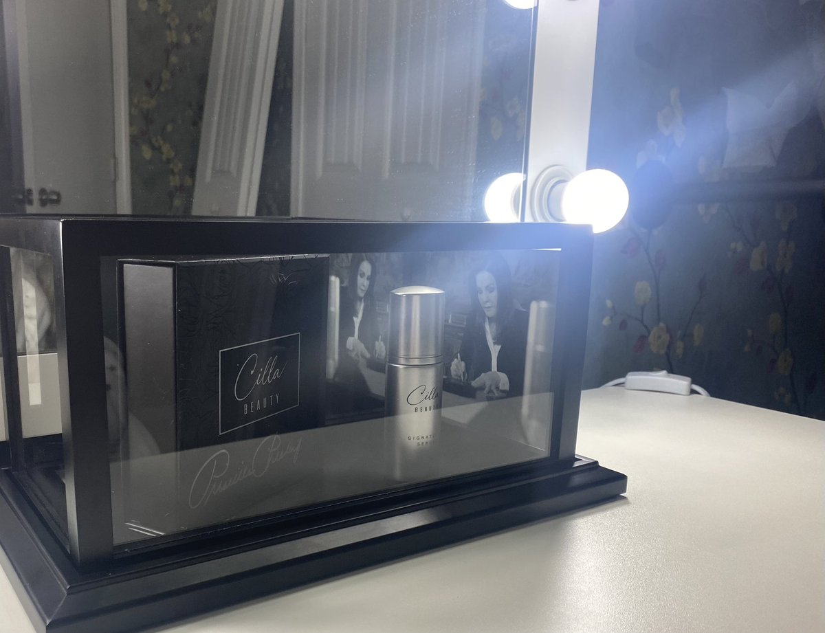 TCB_est_1995's tweet photo. Feeling over the moon to be able to have a signed bottle of @Cilla_Presley new beauty line #cilla it is hands down my new favorite skincare product, leaves my skin so soft &amp; the scent makes me feel like I’m in a spa w each use. Love it! Thank you priscilla ❤️ https://t.co/KGh6kbeIYz