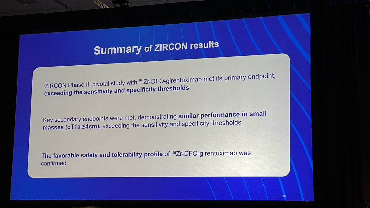 DrChoueiri's tweet photo. #ZIRCON study by @KidneyCancerDoc 
Zr-DFO-girentuximab: anti-CAIX antibody based imaging showing promising results in detecting ccRCC:
PPV 93% NPV 75% with similar results for small renal masses
#GU23 @OncoAlert https://t.co/Xl2BIWoKPL