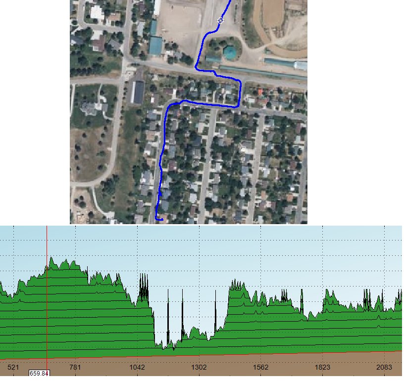 ag_Coder's tweet image. Update on the app. Walked to fairgrounds to watch Skijoring today and tracked my route. Brought it back into ADMS to see my elevation profile. I'm thinking I might have to build a graph into the app. Will be good to survey fields and ditches to get real time elevation profiles.