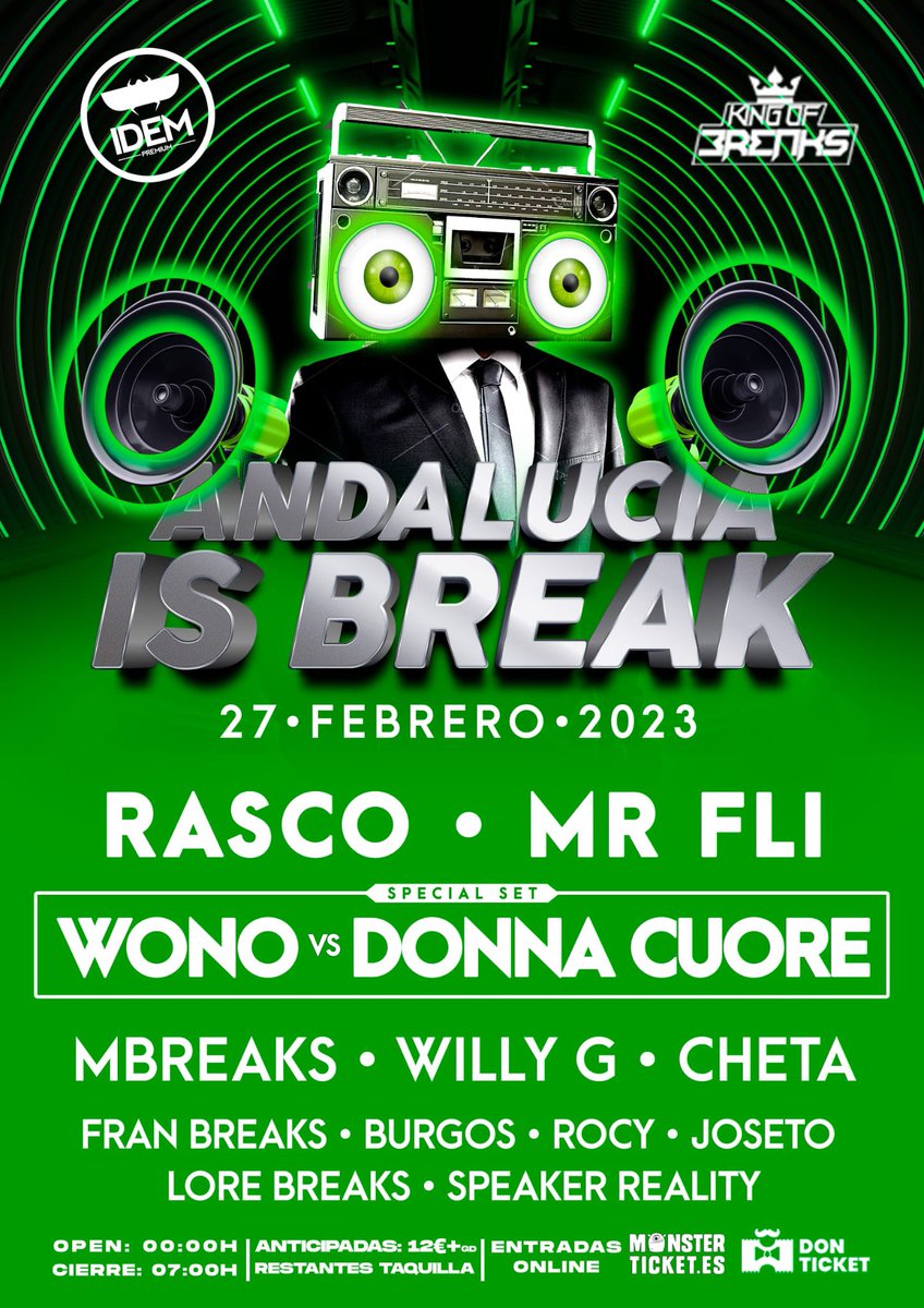 Dj_Rasco's tweet photo. Vuelvo a IDEM (Cabra / Cordoba) para celebrar el día de todos los andaluces con los chicos de #kingofbreaks #breakbeat #bassmusic #party el 27 de Febrero 2023 bailamos juntos 🤩 https://t.co/RK81odoS2D