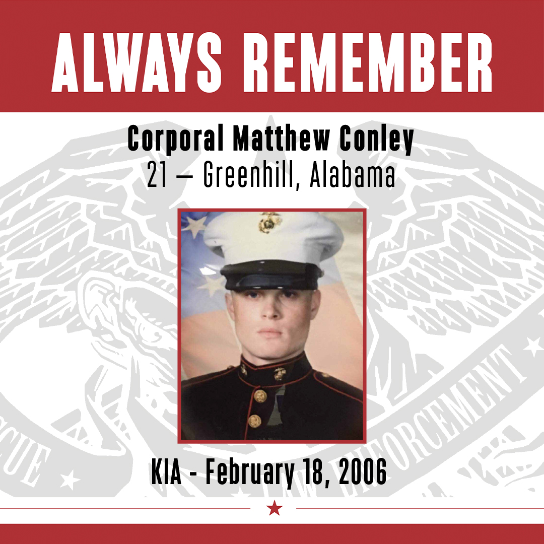 CarryTheLoad's tweet photo. We #AlwaysRemember Corporal Matthew Conley who was killed in action on this day 17 years ago.  #CarryTheLoad https://t.co/iwPrnbFwqf