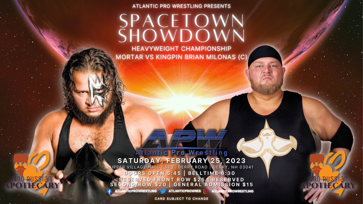 atlanticprowres's tweet photo. TICKET PROMO! TONIGHT ONLY!*
Purchase tickets today after 4pm for Spacetown Showdown on February 25th. You will be entered to win a SIGNED SHOW POSTER &amp; FOUR FRONT ROW TICKETS TO OUR NEXT SHOW IN DERRY, NH ON APRIL 15th

https://t.co/t45yyAI4qh

*purchased between 4pm &amp; Midnight https://t.co/vG98VQsl9Z
