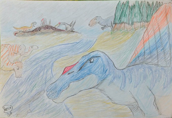 スピノサウルス アクリル画 原画 【売れ筋