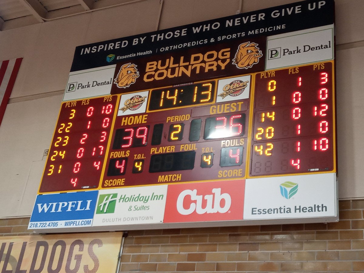 UMD women's basketball led Bemidji State 39-36 at the half after a strong performance by Brooke Olson (17 points) and Cromwell's Taya Hakamaki (10). UMD has opened it up a bit in the second half, leadiing 53-43 with 3:35 left in the third quarter.