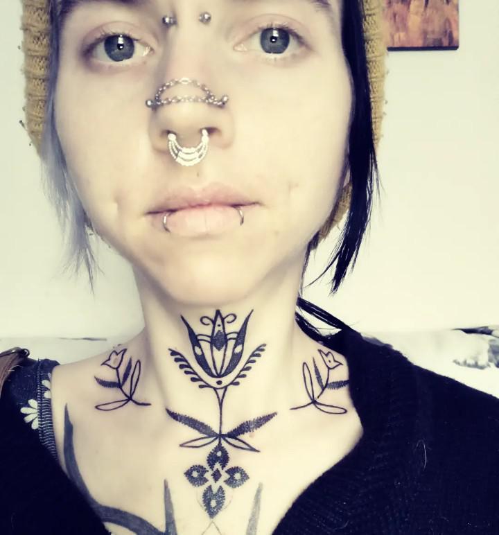 Tattooantra on Twitter "Fresh folky flowers on my neck done by Pat Joy