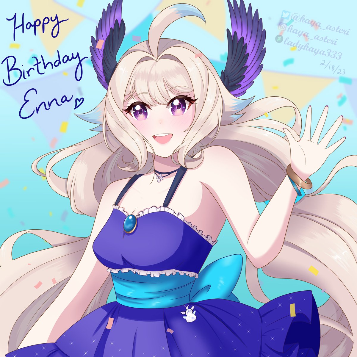 So happy I finished in time! Happy early birthday to our beautiful song bird! 🍰🌸🎉 . . . #EnnDay2023 #Palouette #EnnaAlouette #Ethyria #NijisanjiEN #NijiEN #Vtuber #aloupeeps #party #birthday