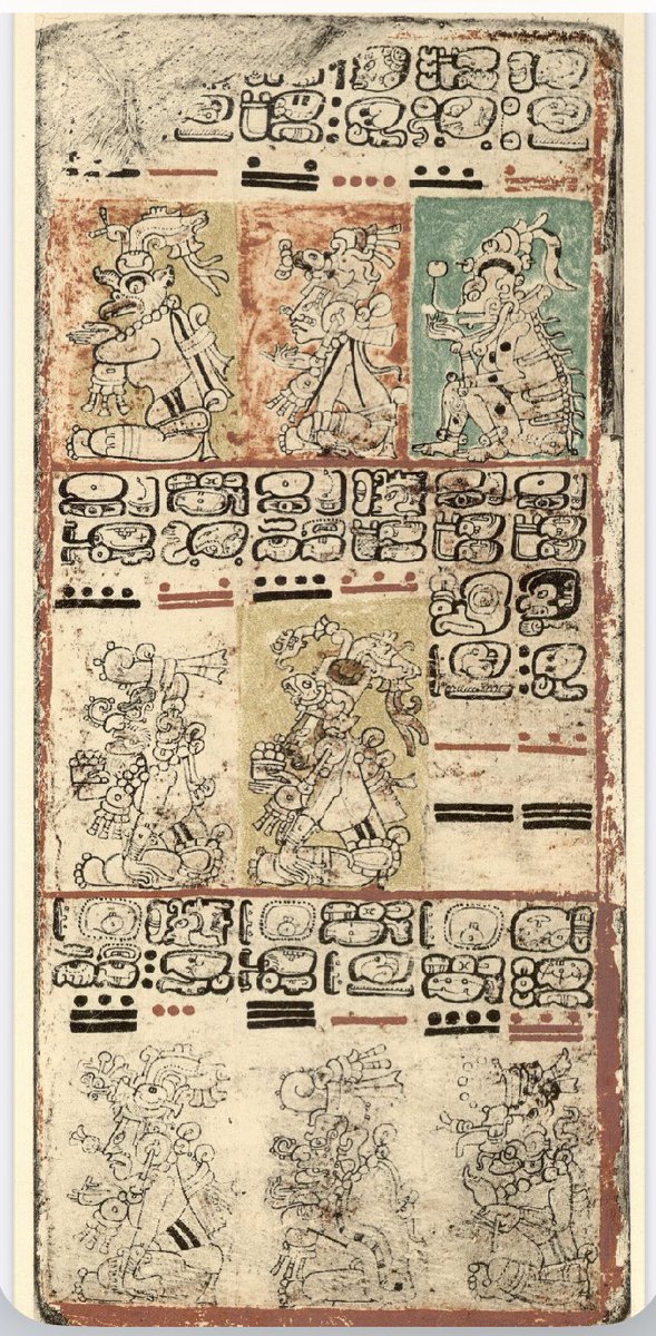 diletante36's tweet photo. Os colonizadores espanhóis destruíram quase todos os livros escritos pelos Maias, mas três sobreviveram. Aqui uma página de um deles, o Codex de Dresden, no original e uma reconstrução feita por William Gates. A escrita maia guarda semelhanças com a japonesa. https://t.co/wFtQYDKrdu