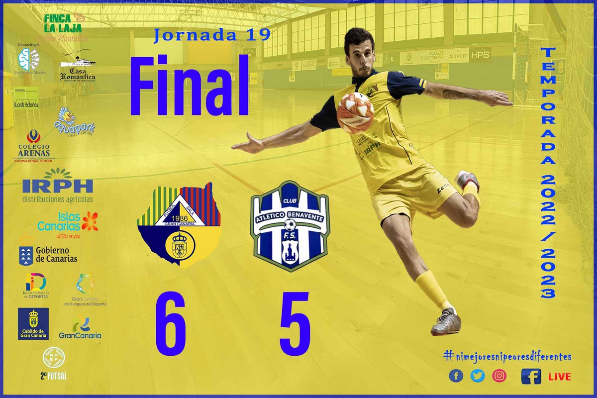 grancanariafs's tweet photo. 🟡🔵 2ª FEDERACIÓN FUTSAL
🏆 Jornada 19 🆚 Benavente FS
FINAL
#TODOSaUNA #GranCanariaFS #futsal #nimejoresniperoresdiferentes #SomosFutsal https://t.co/YE82Q6klf5