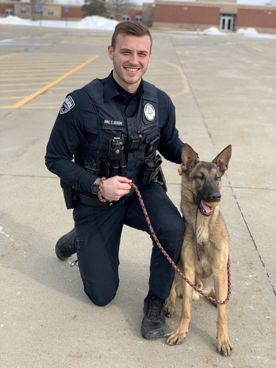IndianolaPD's tweet photo. Our long awaited K9 finally arrived today and met his handler Officer Nixon! 
Thanks to the community’s input, we have decided to name him K9 Kilo! K9 Kilo is from Poland and just arrived in the US yesterday. He is about 1.5 years old and is half Belgian mal,half German shepherd https://t.co/gRAwh9Xm9g