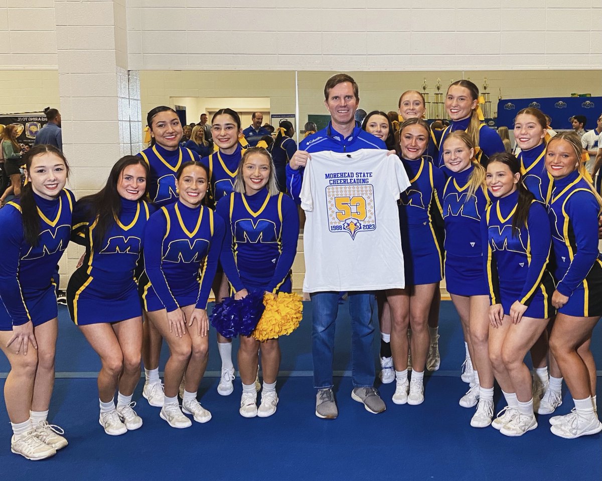 What a day! 

Thank you <a href="/GovAndyBeshear/">Governor Andy Beshear</a>  for recognizing <a href="/MSUEaglesCheer/">MOREHEAD STATE CHEER</a> for their 5️⃣3️⃣ national titles and cheering on Eagle basketball in Johnson Arena!

💙💛

#MoreheadState #SOARHigher
#EagleEmpire #DoanDynasty