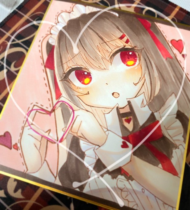 メイドさん指や手でハートを作ってポーズをしている可愛いメイドさんを描きました!各3000円 です!#COMITIA143 #コミティア143 #コピックイラスト 