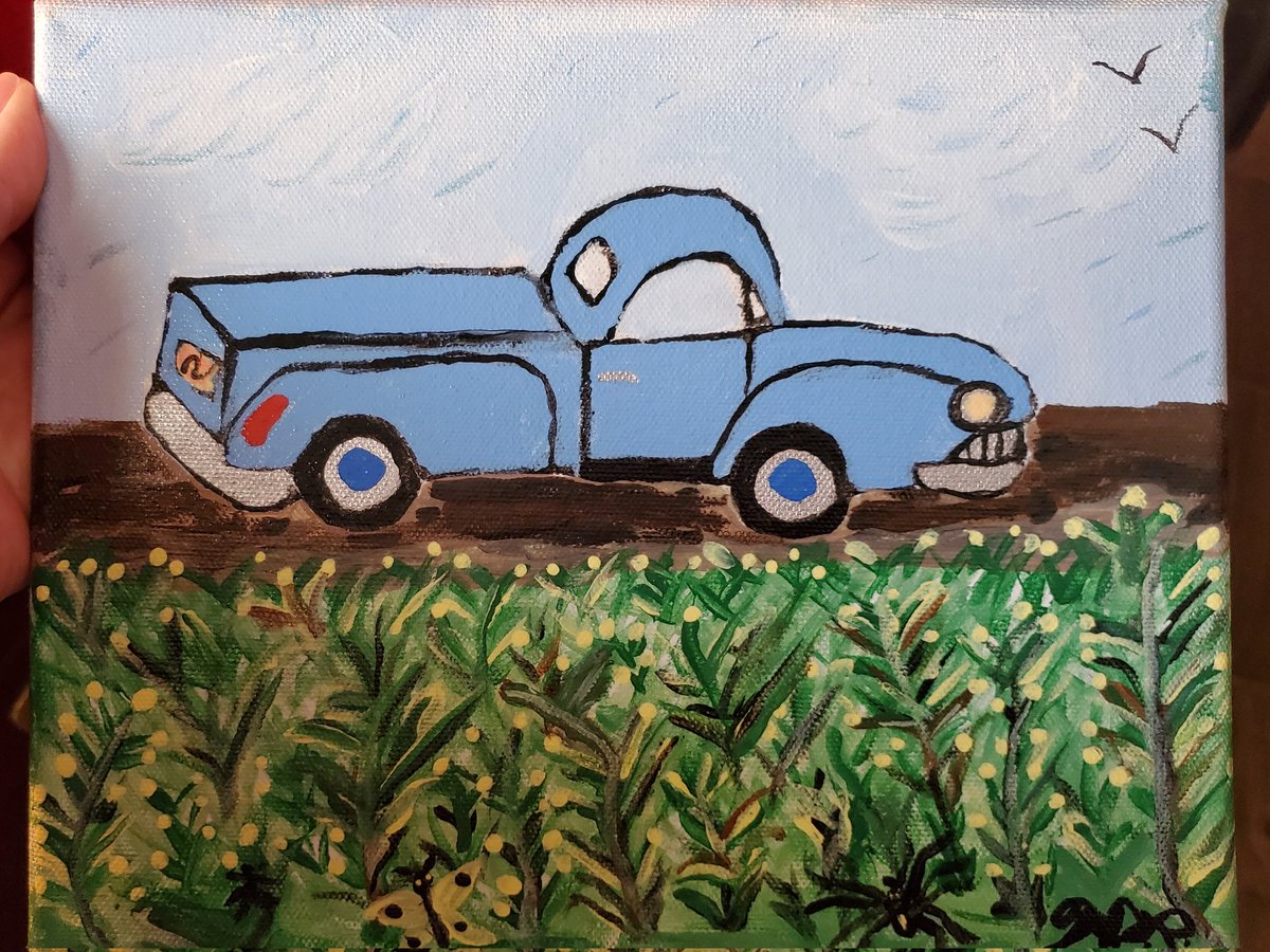 13MelissaECal's tweet photo. My dad asked for painting supplies for Christmas. I went to his house today, he told me to look at his first ever painting, but "Please don't laugh."
This is it.
My ❤️ is so happy!
#art #painting #firstpainting https://t.co/4iCdH4SWwG