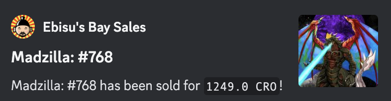 KAIJU_OF_CRONOS's tweet image. 🚨NEW #ATH Tally sale on @EbisusBay!
(Sharing #Madzilla ATH Sale)

🤫#KaijuFam knows something... 👀

⚠️Don't miss out #CROFam!!🦖⚡️🔥

💬JOIN: discord.gg/kaijuofcronos

#KaijuVIPTalisman #NFT #CRO #Cronos #KoC