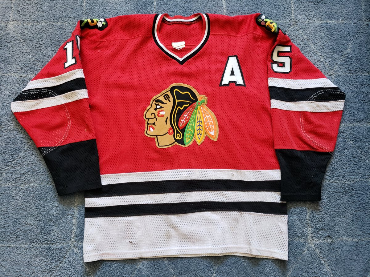 2RogueDubRacks's tweet photo. This week we go to the @pdxwinterhawks  for this 1987-88 road red worn by none other than @denholland7. Tons of wear and repairs on this Beauty ! When I saw the Hawks were retiring a # I thought it would be this one 1st.Honored to have this on the Racks!! https://t.co/fTE4fJJV8X