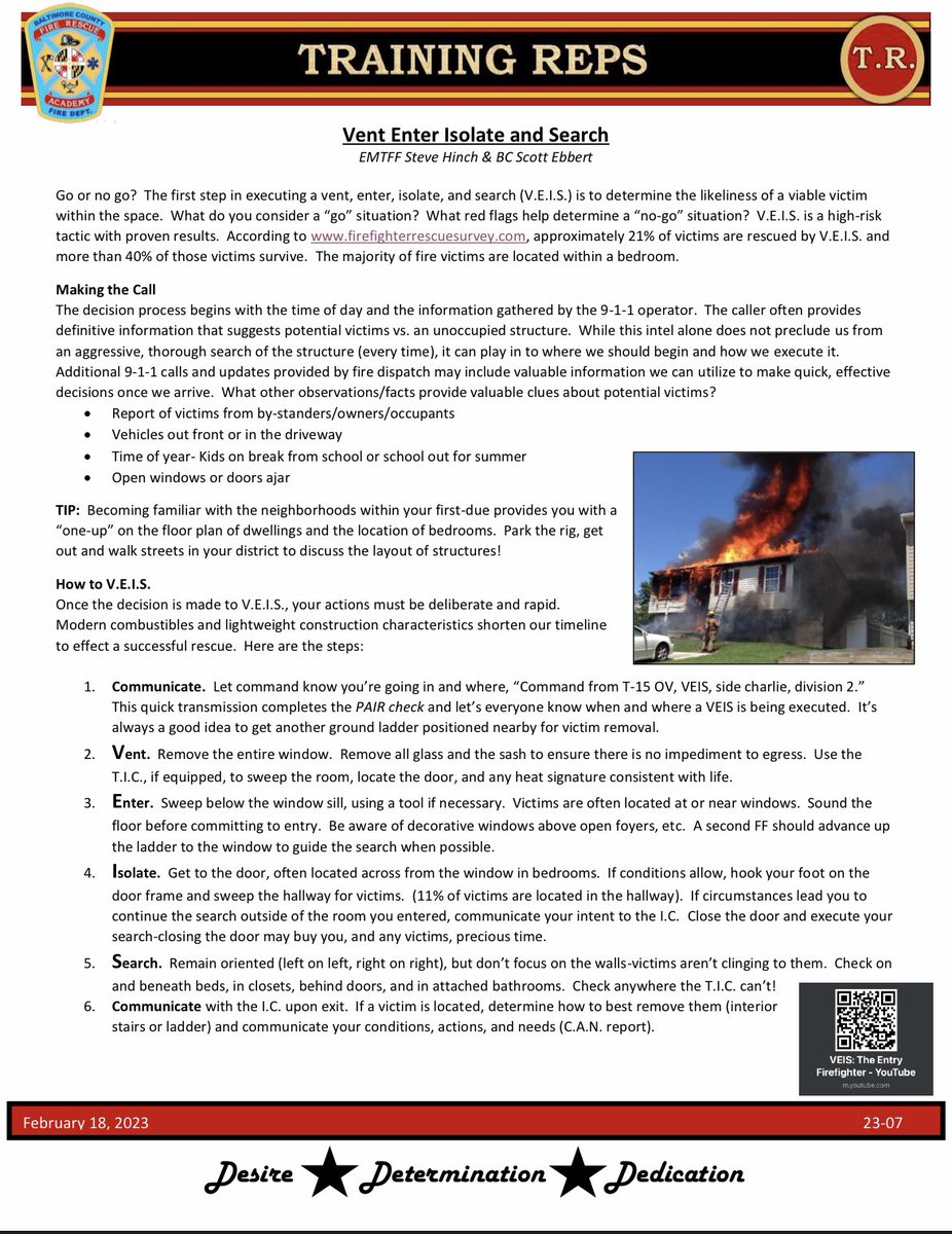 BCoFD_FRA's tweet photo. Vent Enter Isolate and Search is an aggressive tactic that, if executed safely and effectively, is proven to save lives. #veis https://t.co/9gWp5DbxnZ