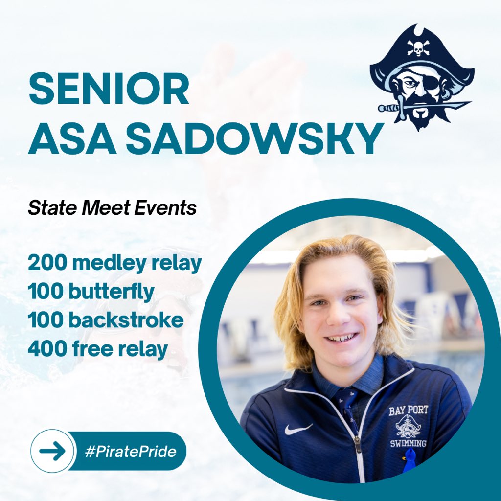 🚨 100 back results 🚨 

Senior Asa Sadowsky finished 18th in 53.85 for the Pirates.