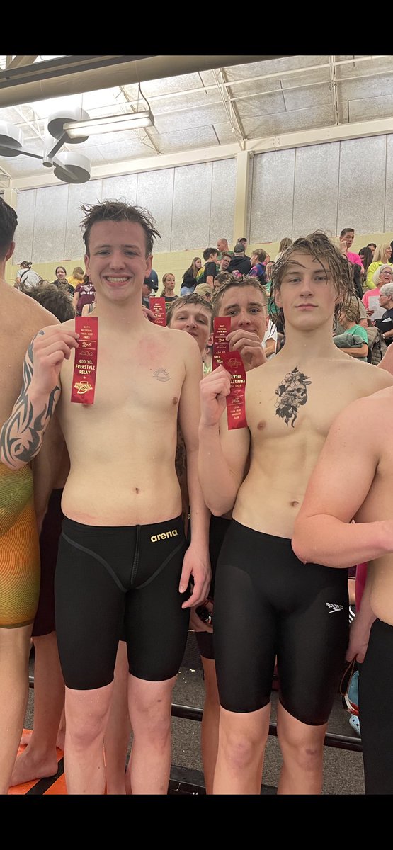 Congratulations to Seth, Cael, Chase and Nick on breaking their own records in the 200 Yard Medley Relay and 400 Yard Relay!