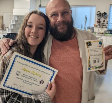 So proud of all our NHS Members of the Month and the teachers they chose to recognize!

Blue House member Sage recognizing Dr Corsi.