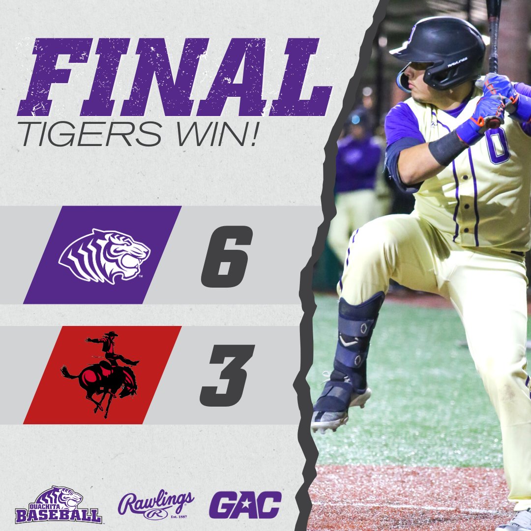 OuachitaBSB's tweet photo. A split for the day, but most importantly, the 𝐒𝐄𝐑𝐈𝐄𝐒 𝐖𝐈𝐍!

#theGAC #BringYourRoar #RollTigs🐅 https://t.co/sF0SOLZ4lQ