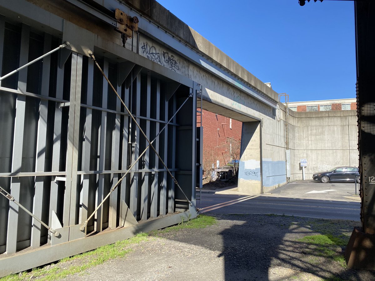 Amazing flood wall woven into urban fabric to make #richmond #RVA #resilient with these huge gates to let streets through.