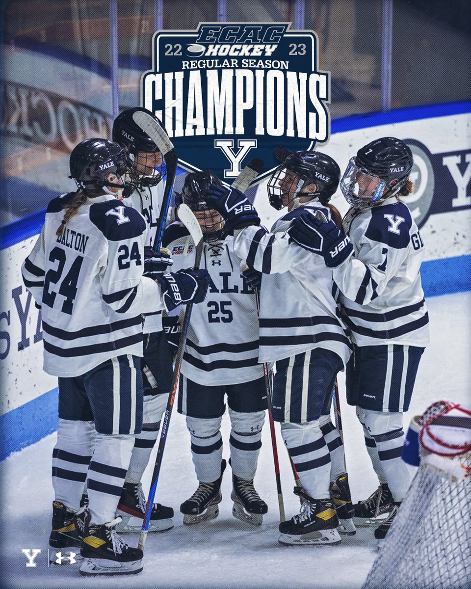 YaleWHockey's tweet photo. 𝙀𝘾𝘼𝘾 𝙍𝙀𝙂𝙐𝙇𝘼𝙍 𝙎𝙀𝘼𝙎𝙊𝙉 𝘾𝙃𝘼𝙈𝙋𝙎 🏆

The Bulldogs clinched their first-ever ECAC Regular Season Championship and the first seed in the ECAC postseason tournament.

#ThisIsYale https://t.co/xIdb8IJ9jz