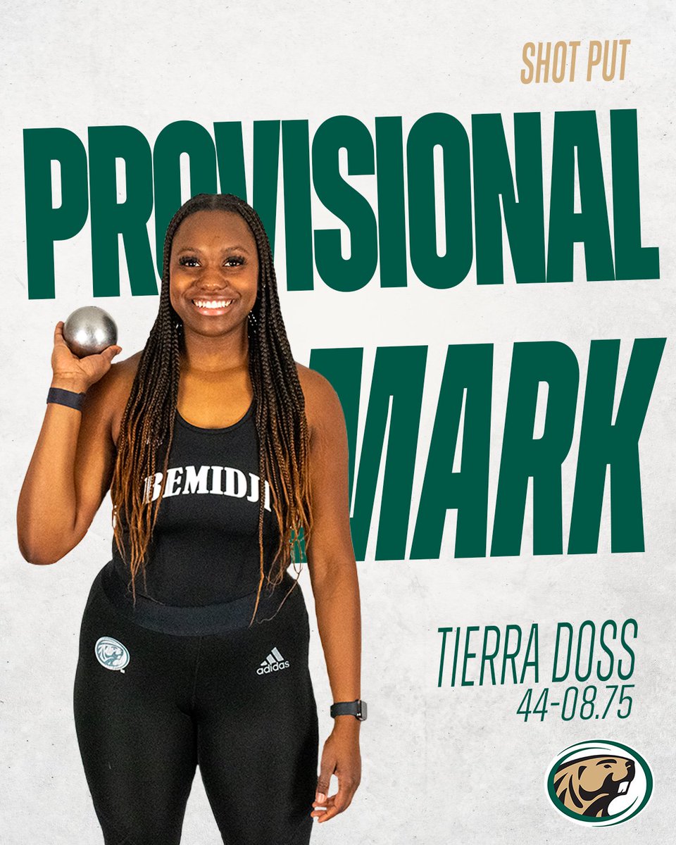 🚨 PROVISIONAL MARK ALERT

Tierra Doss hit a provisional mark today in the shot put at the UND Tune-Up with a throw of 44-08.75!

#GoBeavers #BeaverTerritory