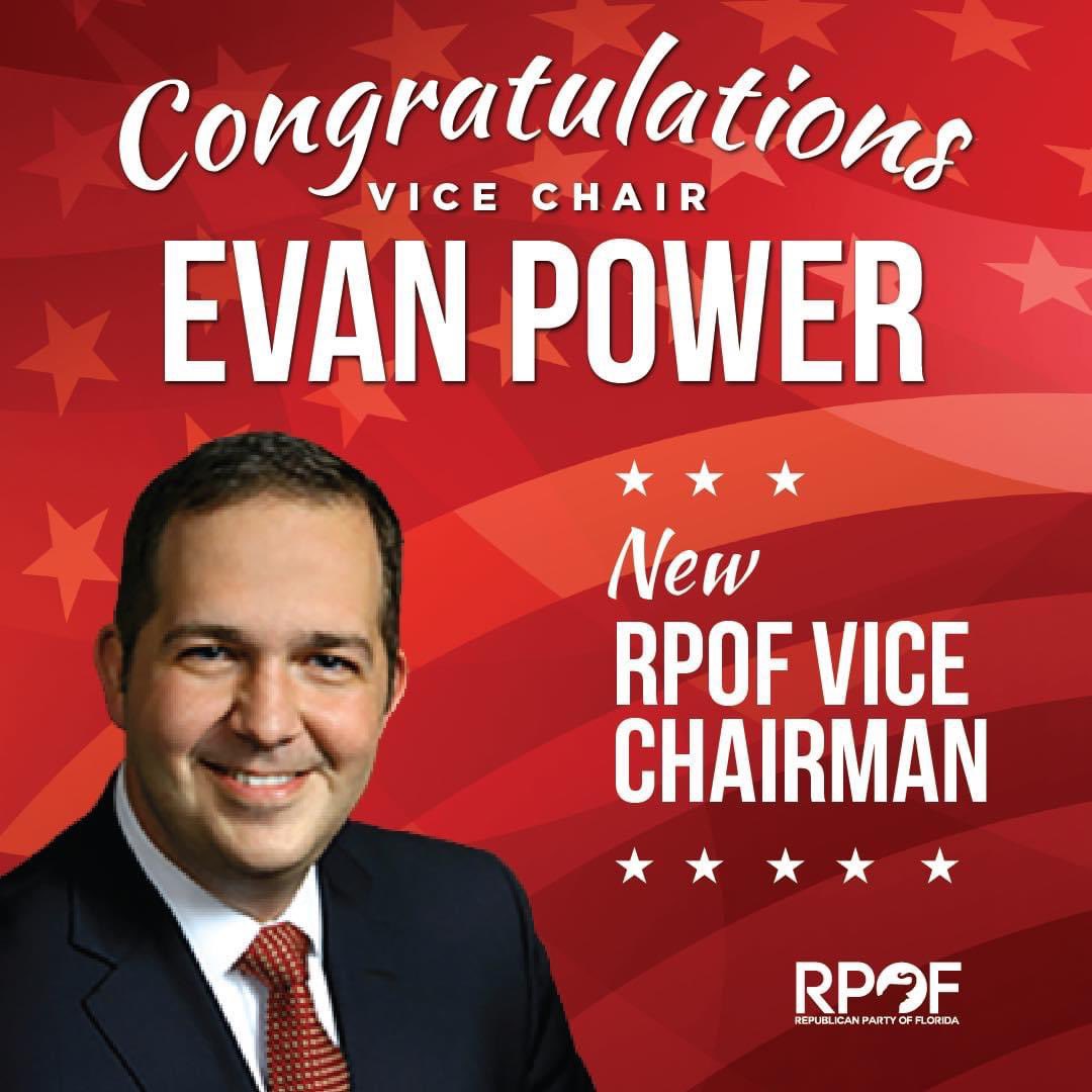 Congratulations to the <a href="/FloridaGOP/">Florida GOP</a>’s newly elected Chair <a href="/ChrisMZiegler/">Christian Ziegler 🇺🇸</a> and Vice-Chair <a href="/EvanPower/">Evan Power</a>.

Looking forward to expanding GOP coalitions at your side 🇺🇸
