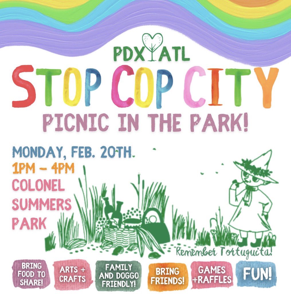 FredTheFriendly's tweet image. 4 events coming up in PDX for the week of solidarity with “Stop Cop City” protesters in Atlanta. Show up to what you can!

 PDX 💚 ATL