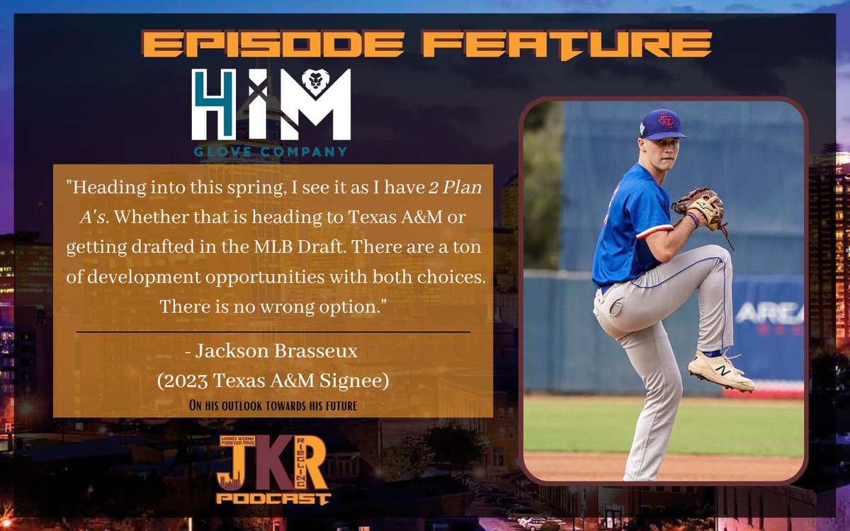 ‼️ EPISODE FEATURE ‼️

Today’s Episode Feature presented by 4Him Glove Company digs deeper into Jackson Brasseux’s plan beyond this spring. A few different options for him this summer. Make sure to tune in on Apple Podcasts and Spotify to learn more!