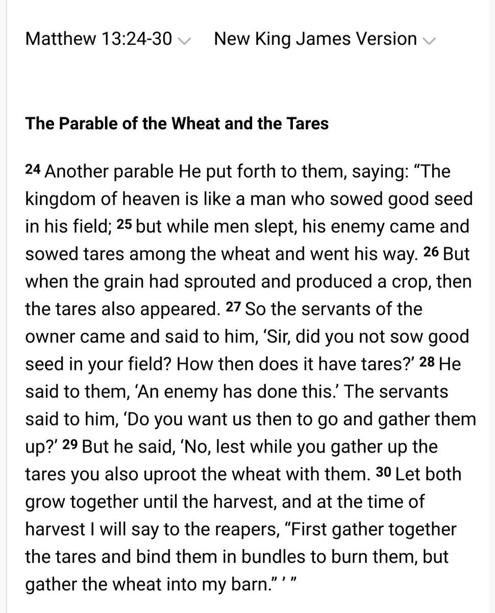 Th Ra-El weeding out of th wheat and tares happens when th earth splits. Pay attn to dis phrase: 'grow together until the harvest.' Wen th earth splits, only th Righteous Beings weill go W/ th Great Mother. Ramember, U came thru her, and U'll leave thru her.