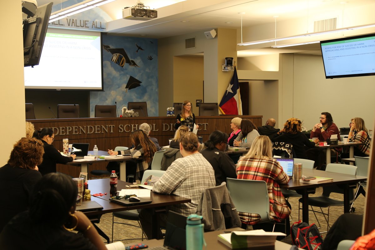 WacoISD's tweet photo. On Thursday, ALL Waco ISD counselors participated in a Youth Mental Health First Aid training and earned a certificate. The training ensures our counselors are current on best practices including suicide prevention and intervention strategies.
#SocialEmotionLearning https://t.co/MeqAzN3obM
