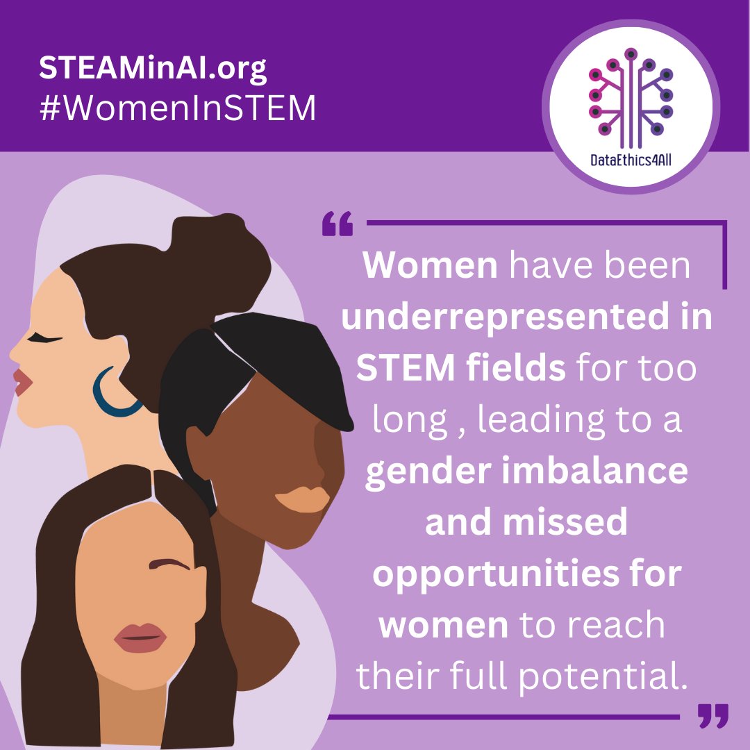 DataEthics4All's tweet photo. The lack of #diversity in #STEM is a historical issue with a wide-reaching impact across our society.
The #STEAMinAI Program is DataEthics4All's way of breaking barriers and creating an #equitable and ethics-focused workforce.
#education #stemlearning https://t.co/bptAzwlWOi