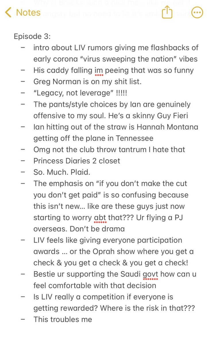 My 23-year-old sister who loves me but doesn’t really love golf is watching Full Swing, and here are her notes on episode 3