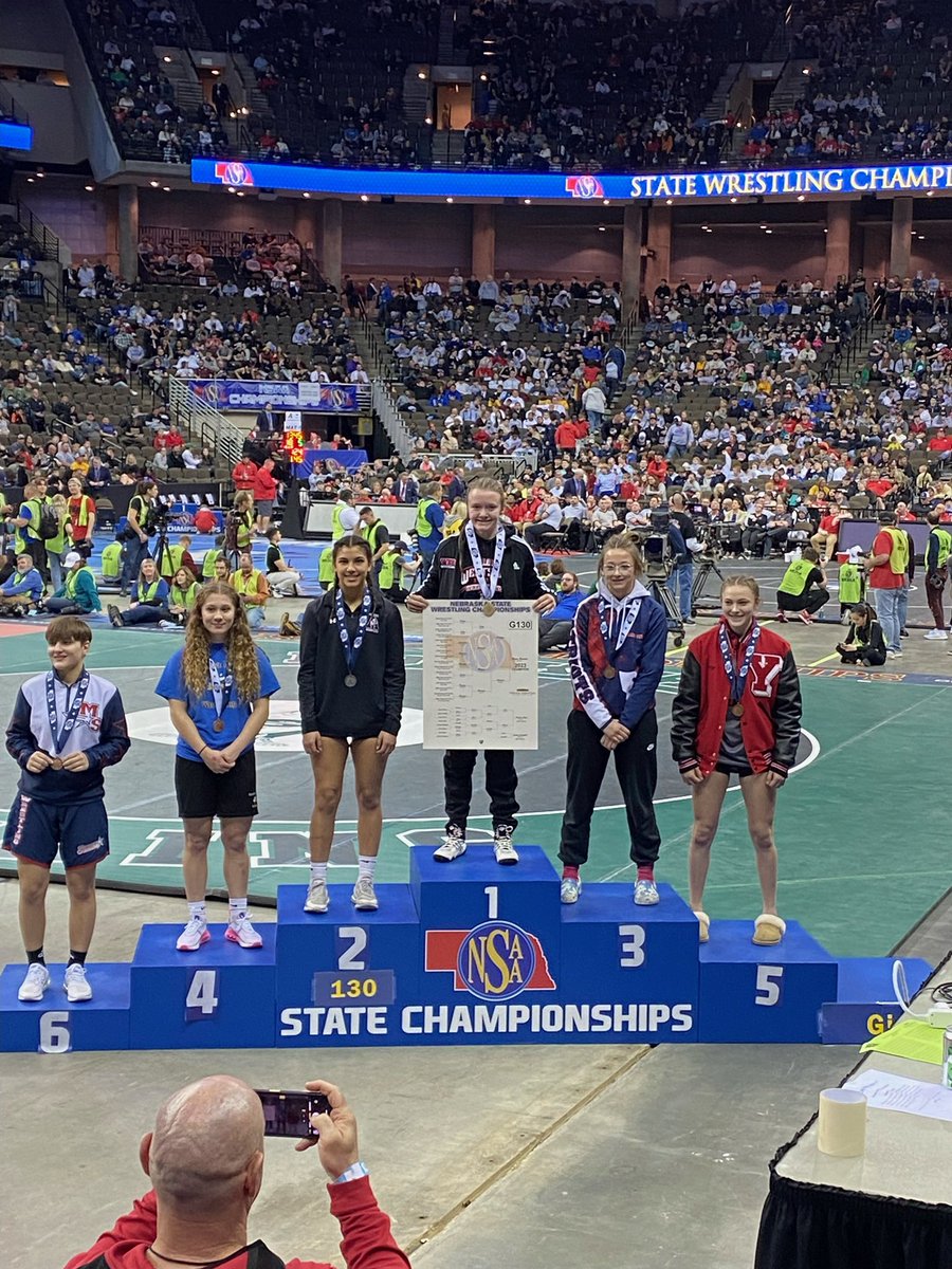 Aurora_Wrestle's tweet photo. Congrats to Natalie Bisbee for a 6th place finish and Kehlanee Bengtson for a 2nd place finish at the 2023 NSAA State Wrestling Tournament! https://t.co/nVY4ylIfnF