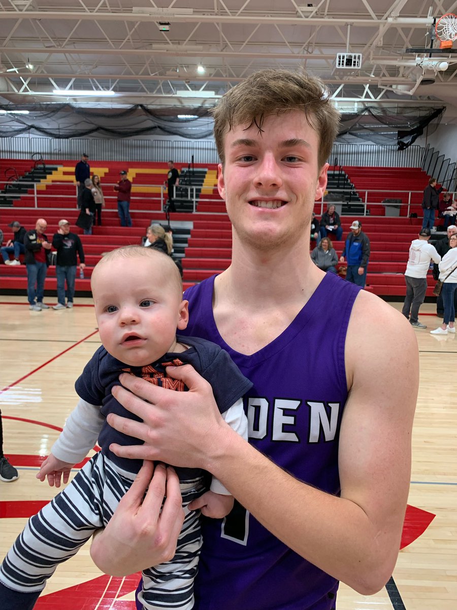 erik_hauserman's tweet photo. One positive about playing 3 hours from home for his last regular season  game Seth’s nephew and my cousin got to see him play🏀🏀🏀 https://t.co/PMnv5hLSks