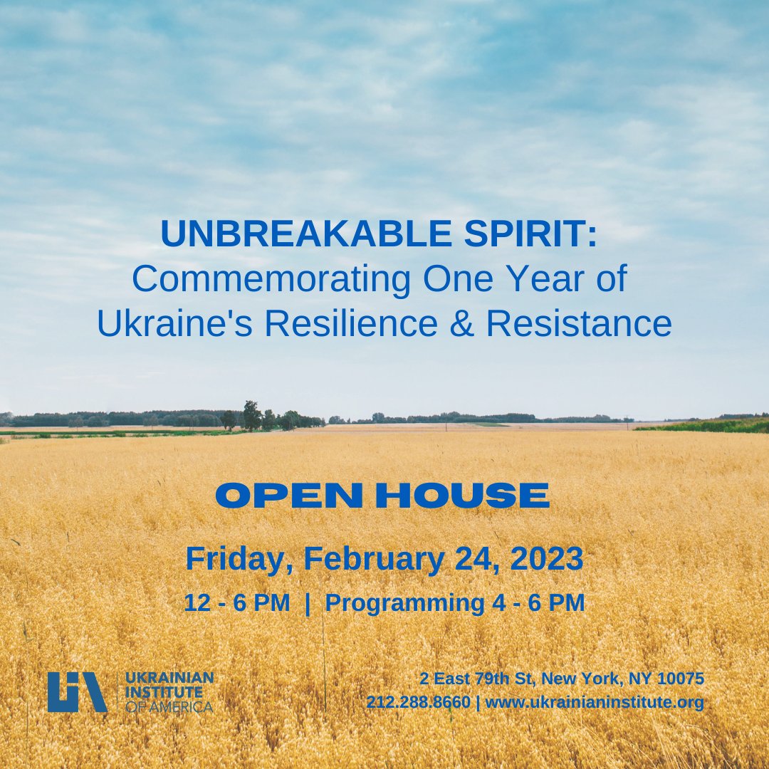 OPEN HOUSE Friday Feb 24
Commemorating 365 Days of War in Ukraine

Multiple themed rooms and experiences, with video greetings, tribute to fallen artists, healing space, conversations with war eyewitnesses and prominent international diplomats.

Info/RSVP:
mailchi.mp/ukrainianinsti…