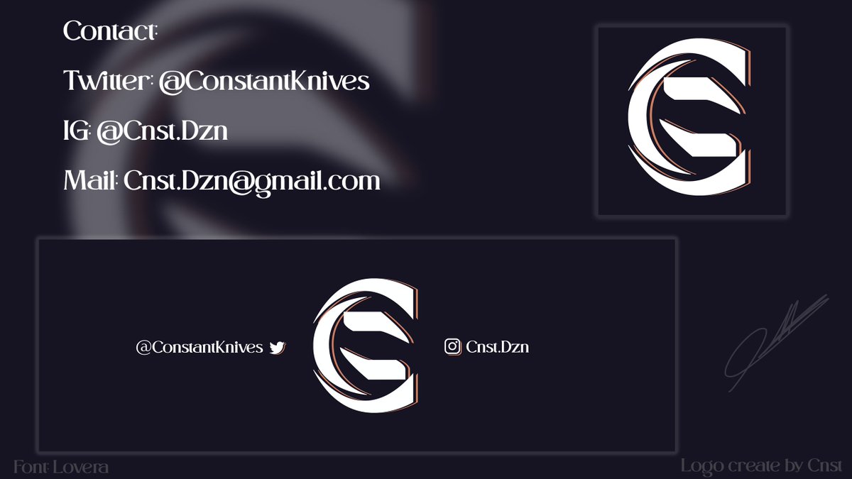 ConstantKnives's tweet photo. My new revamp 

Logo create by Cnst, font use Lovera

Portfolio: https://t.co/b5fBlrFFCx https://t.co/W4UmSGuSj5