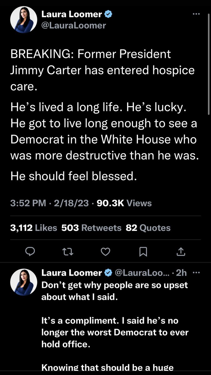 For the first time, I feel pity for this sad, desperate, unfeeling, vindictive, inauthentic, unpatriotic, selfish, bigoted, repulsive woman <a href="/LauraLoomer/">Laura Loomer</a> 

To respond to this news by expressing not empathy but only her venom underscores what an irredeemable waste her life has been