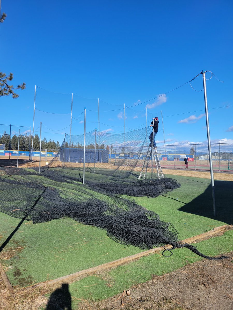 Shout out to Coach Tiff's husband Cameron for always getting our cages up and field ready. 🌞 9 more days until we get this Spring Season going. Get ready to watch some #PantherSoftball games! 
💙🥎💙
<a href="/MEAD_ATHLETICS/">Mead Panther Sports</a> <a href="/MeadHighSchool/">Mead High School</a>