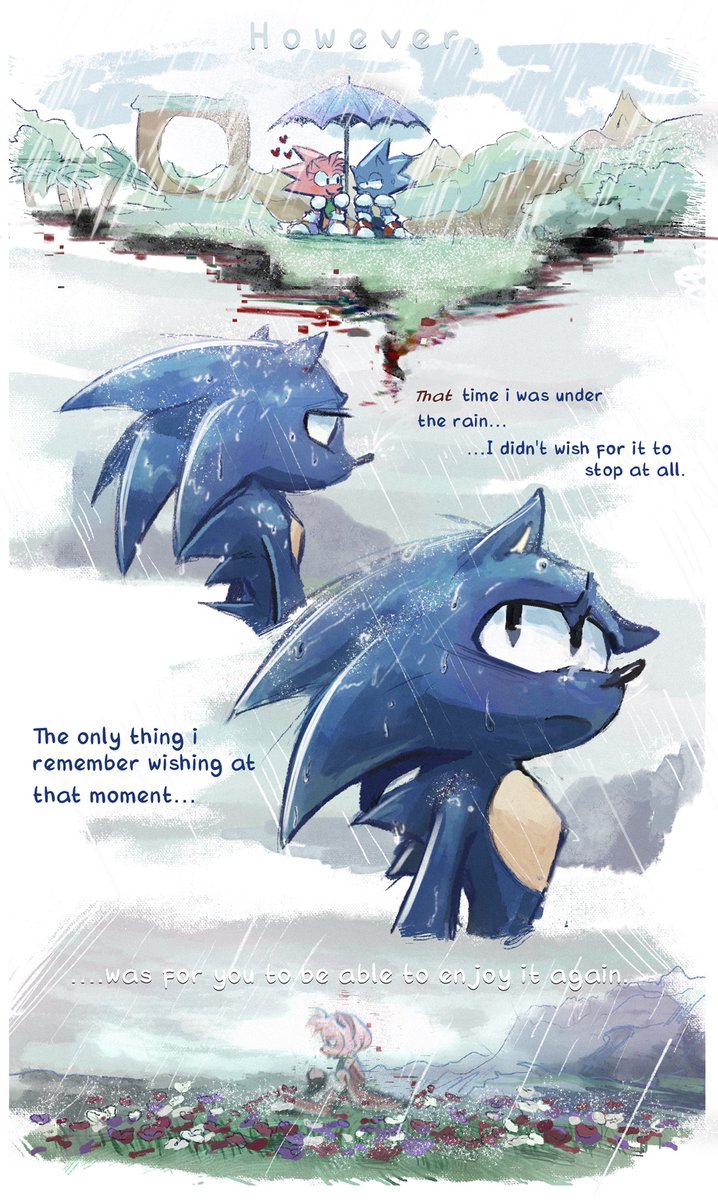 _rat_riot's tweet photo. “Wishes”
Little comic based on that one line Sonic might say when it rains in Frontiers (you know the one). #sonamy https://t.co/y0paG6brNA