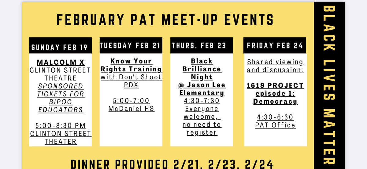 Join PAT for a week of events as a continuation of BLM week of action!