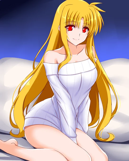 フェイトさんのオフショルダー縦セタ再び☆ほんともう、ほんとにねえ、あのフェイトさんはね…エロいよね… 