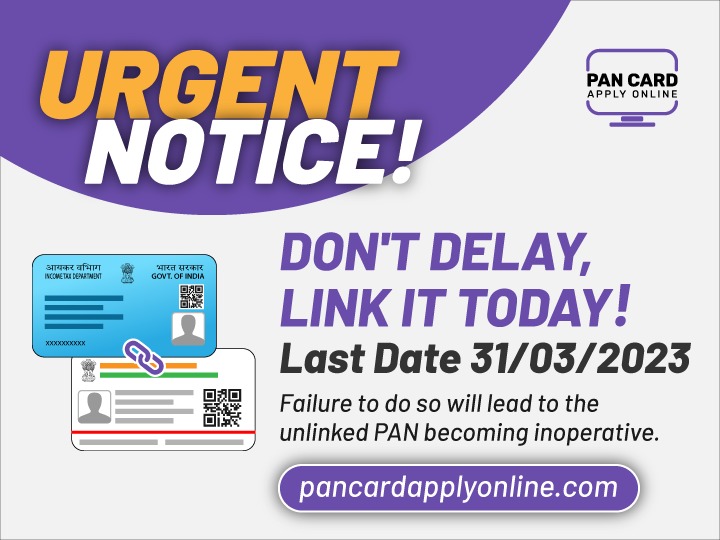 pancardao's tweet photo. It is mandatory. Don't delay, link it today!
PAN card and Aadhar card linking deadline is coming closer.
Clients who have not yet linked the two ID cards are requested to link them before March 31 or the PAN will become inoperable
We have less than 40 days!
#linknow https://t.co/FwSGsuGmvn