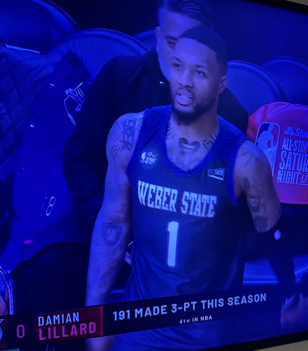 Atra1n28's tweet photo. Dame Lillard representing our school at NBA All Star in Utah this weekend . #3Pointchamp. #WeberState https://t.co/BRQ7g5Xk3L