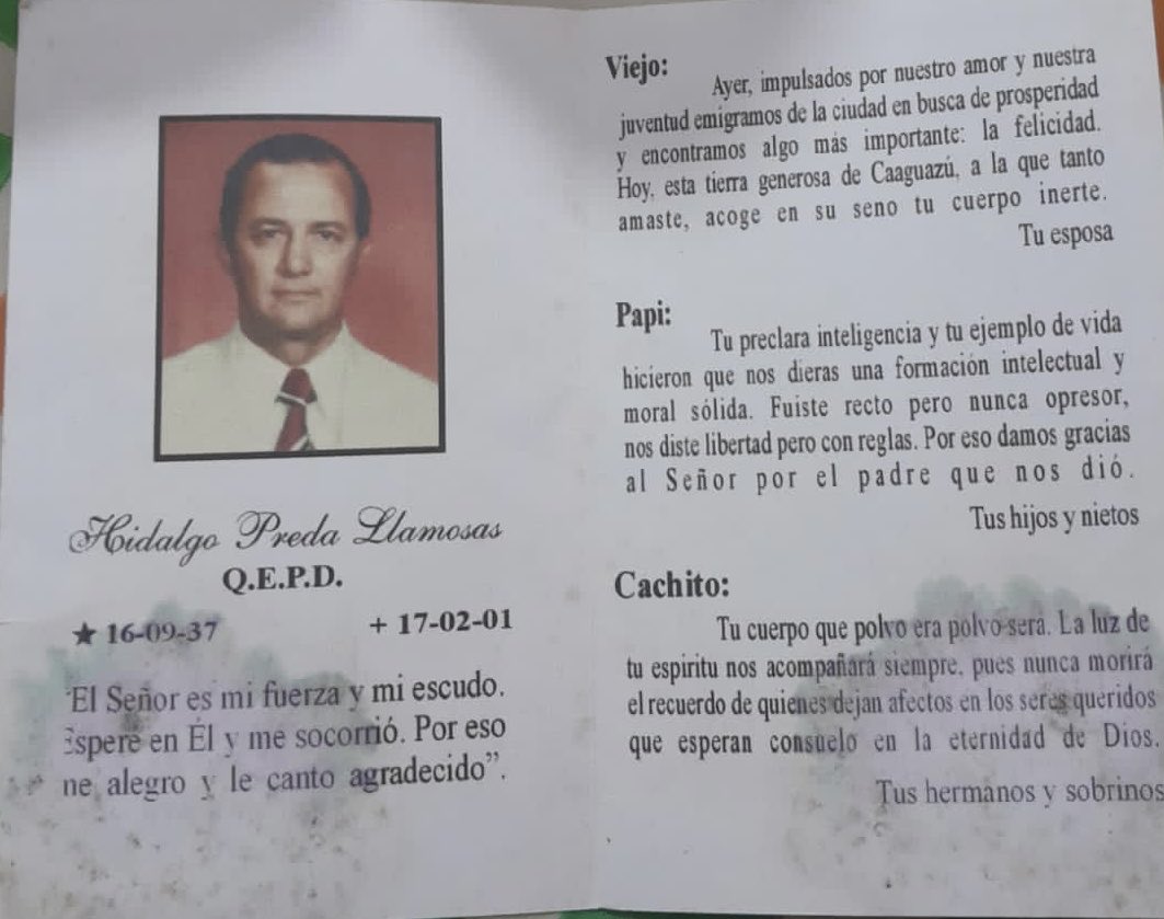 22 años sin tu presencia física, pero estás todos los días en mis pensamientos. En cada decisión a tomar, en el éxito o en una frustración, siempre busco en mi mente alguna de tus tantas enseñanzas. Fuiste mi maestro mas importante. Te extrañaré hasta el día que vaya a tu lado