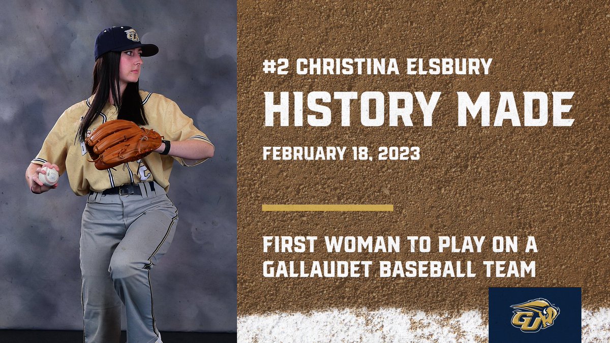 HISTORY MADE: #2 Christina Elsbury becomes first woman to play on a Gallaudet Baseball Team. 